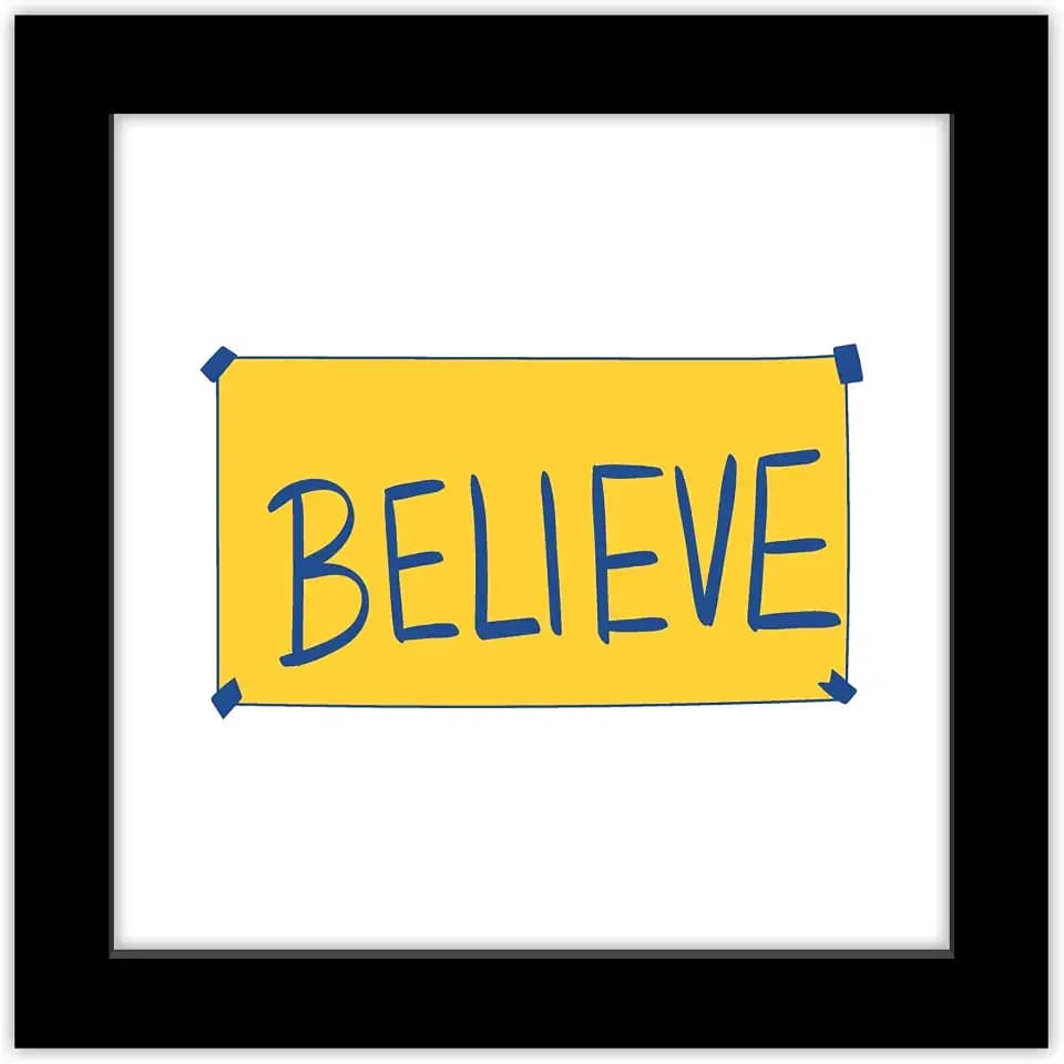 Trends International Gallery Pops Ted Lasso - Believe Wall Art Wall Poster, 12" x 12", Black Frame Version