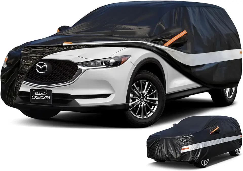 10 Layers SUV Car Cover Custom Fit for Mazda CX5 CX-5 CX50 CX-50 (2012-2026) Waterproof All Weather for Automobiles, Outdoor Full Cover Sun UV Rain Protection with Cotton.Black