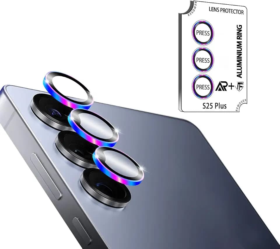 BIGFACE for Galaxy S25 Plus Camera Lens Protector - 9H Tempered Glass & Metal Camera Cover - Durable Anti-Scratch, HD View w/Night Shoot(Colorful)