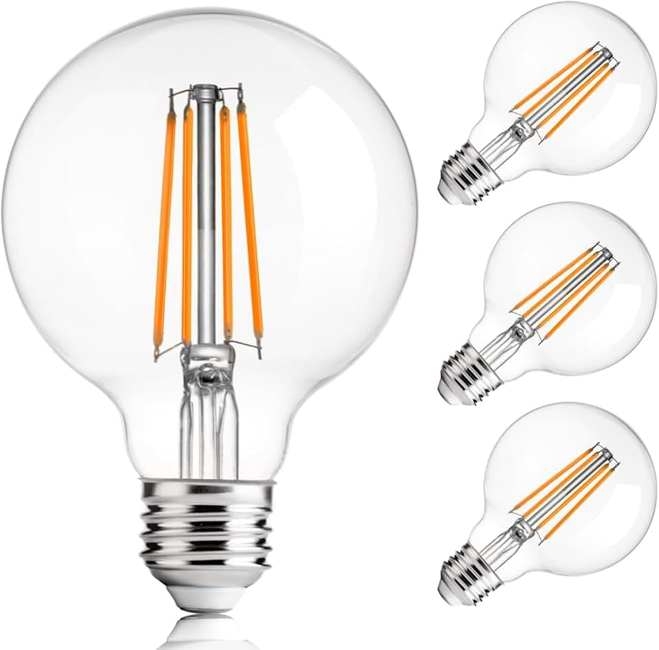 FLSNT G25 LED Globe Bulbs, 40W Eqv, 400LM, 2700K Soft White, E26, 4 Pack