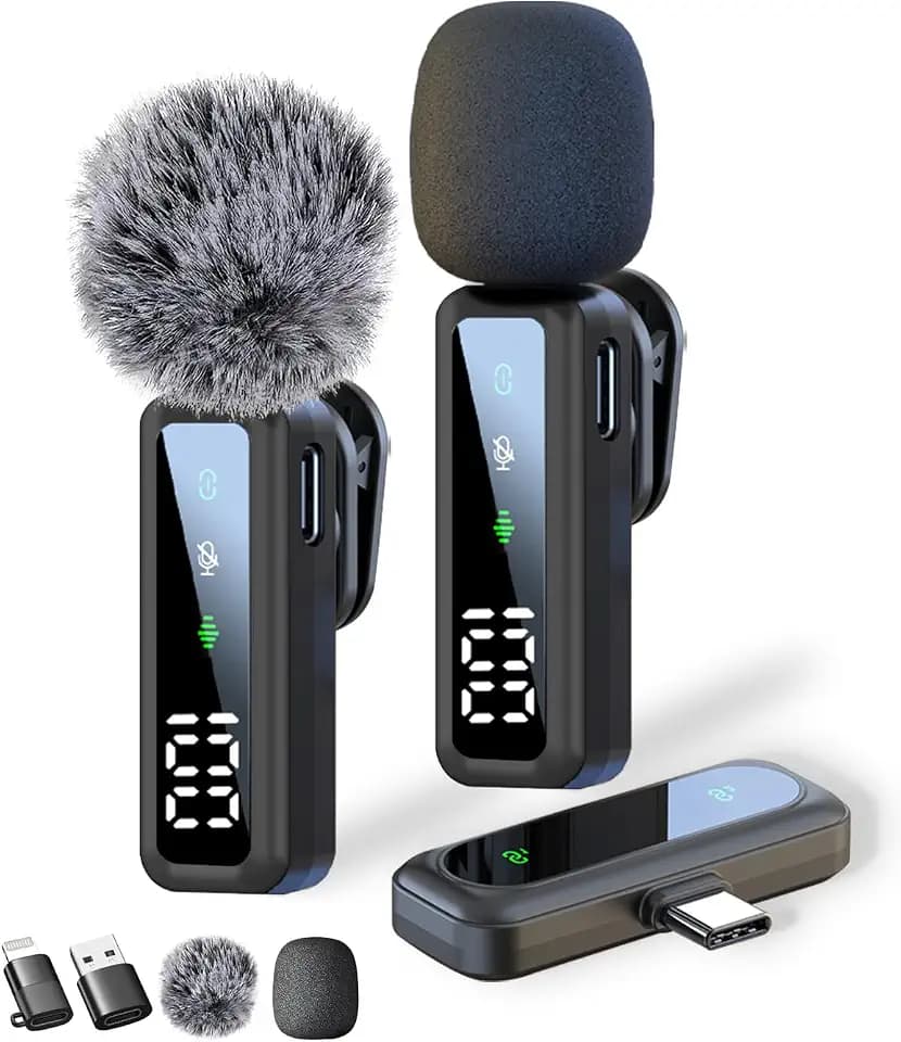 Mikrofon Handy – Ansteckmikrofon kompatibel mit iPhone/Android/Computer, Lavalier Mikrofon mit Geräuschunterdrückung, unterstützt Live-Streaming, Vlogging, YouTube, TikTok und Interviews (Schwarz)