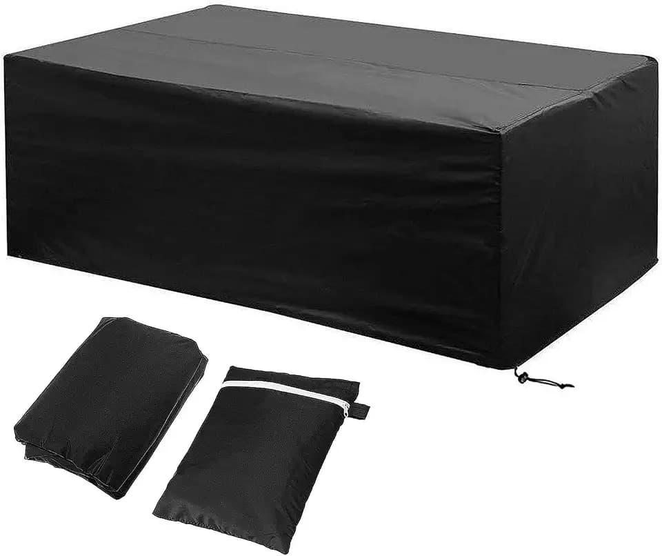 Gartentisch Balkonmöbel Abdeckung 242x162x100cm Rechteckig Wasserdicht Staubdicht Schutzhülle Loungemöbel Oxford Gewebe Abdeckplane Gartentische für Gartenmöbel Stühle Sofa Abdeckhaube Schwarz