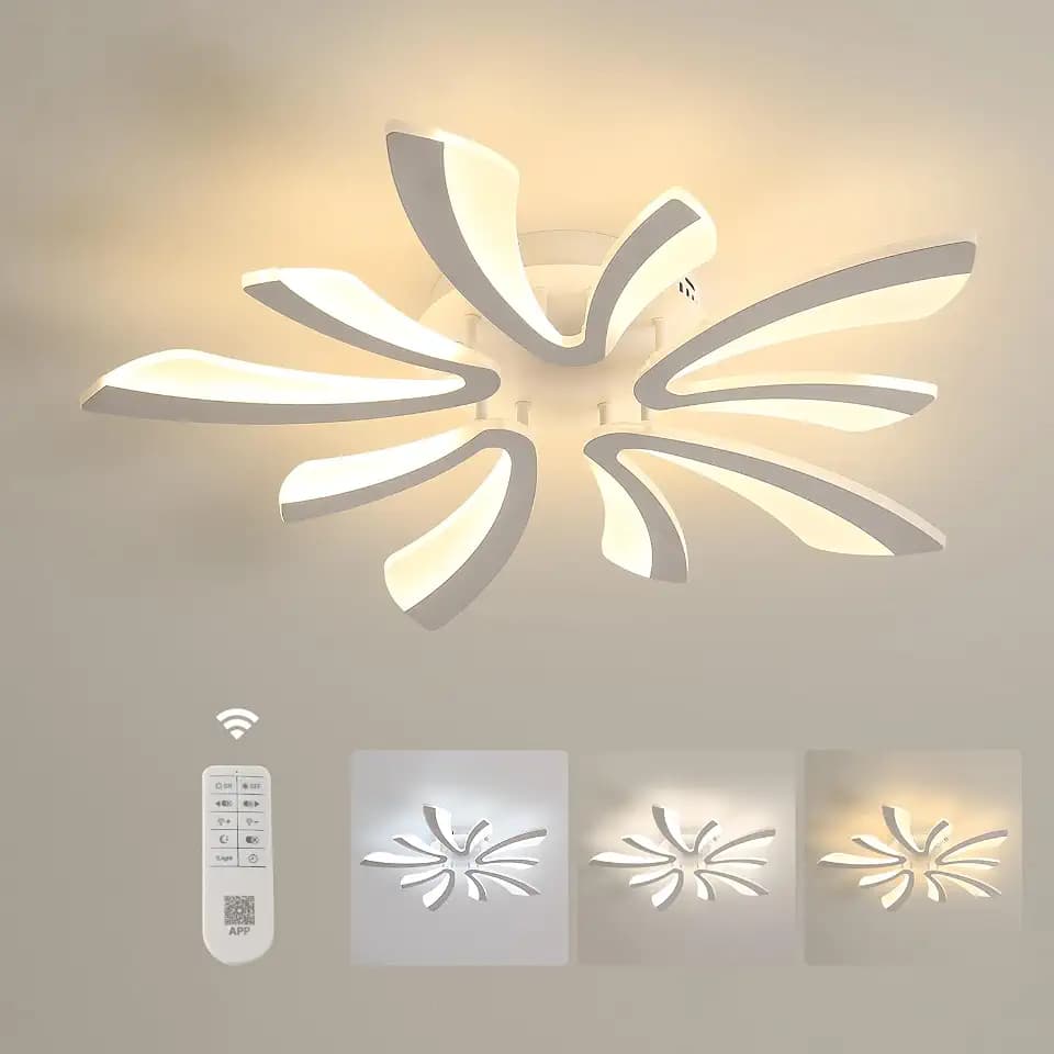 Comely LED Deckenleuchte Dimmbar 48W 5400 lm 3000–6500K 70 cm mit Fernbedienung Acryl Moderne Flache Lampe Weiß für Wohnzimmer Schlafzimmer Küche Büro