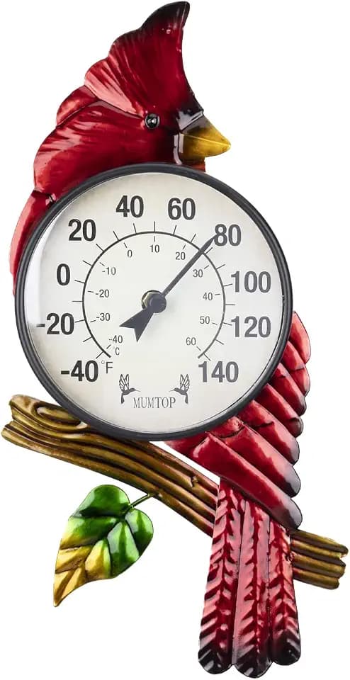 MUMTOP Outdoor Thermometer, Cardinal Outside Decor for Patio, Yard, Garden
