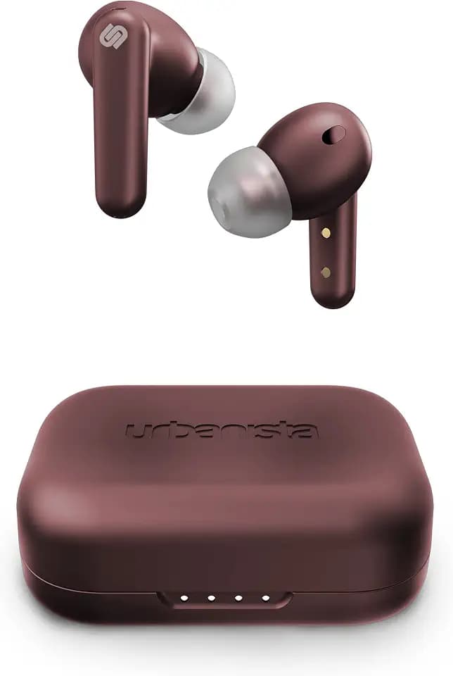 Urbanista London True Wireless In Ear Kopfhörer Noise Cancelling Kopfhörer, 25h Laufzeit, Hi-Fi Stereo Sound, Bluetooth 5.0, Integriertes Mikrofon, Kompatibel Android und iOS, Burgund