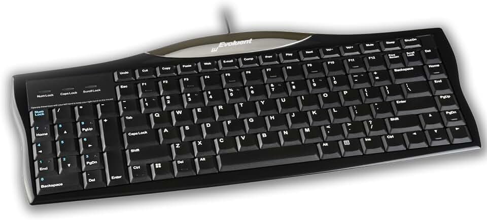 Evoluent R3K Ergonomic Keyboard, Reduced Reach Wired Keyboard, Number Pad