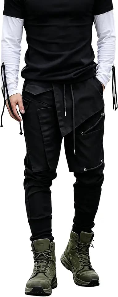MOKEWEN Men's Jogger Cargo Techwear Streetwear Ankle Casual Harem Pants with Pocket