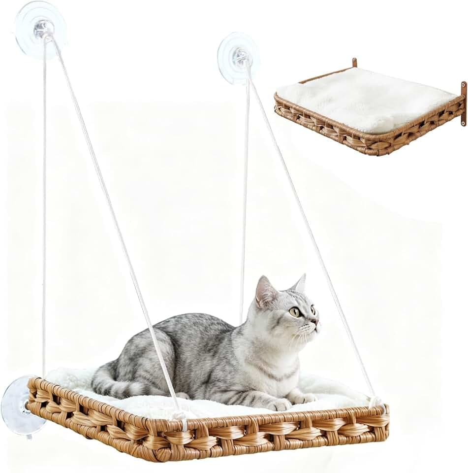 SETVSON Cat Window Perch 2-in-1 Cat Window Hammock Bed, Wall Shelves