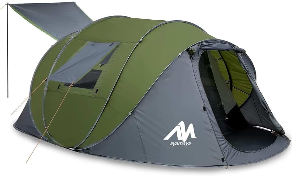 Zelt 4-6 Personen Wasserdicht, Pop up Zelte Familienzelt [5 Fenster] Riesiges Camping Zelt Doppelwandig Wurfzelt Shelter 6-Mann Zelt mit Vorraum für Outdoor Sport Picknick Wandern Reisen