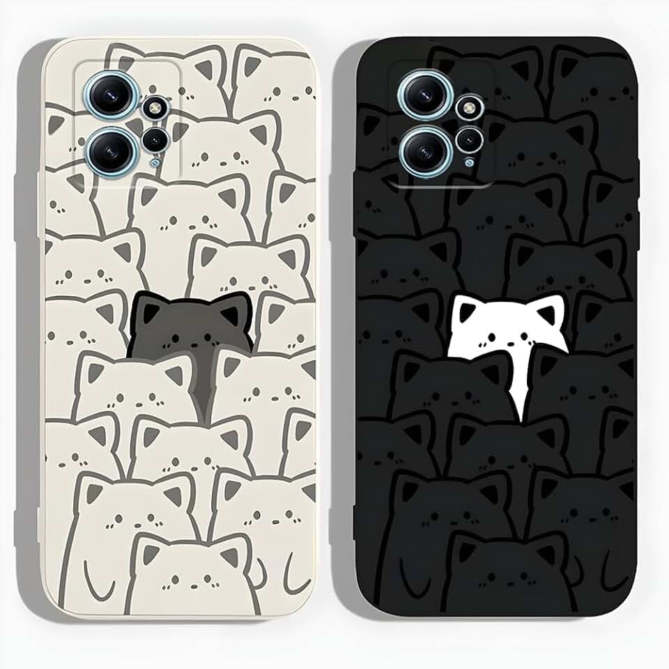 [2 Pack] Creative Cartoon Silicone Soft Case Compatible with Xiaomi Redmi Note 12 4G, [Katze Pattern] Anti -Fall Protective Cover,