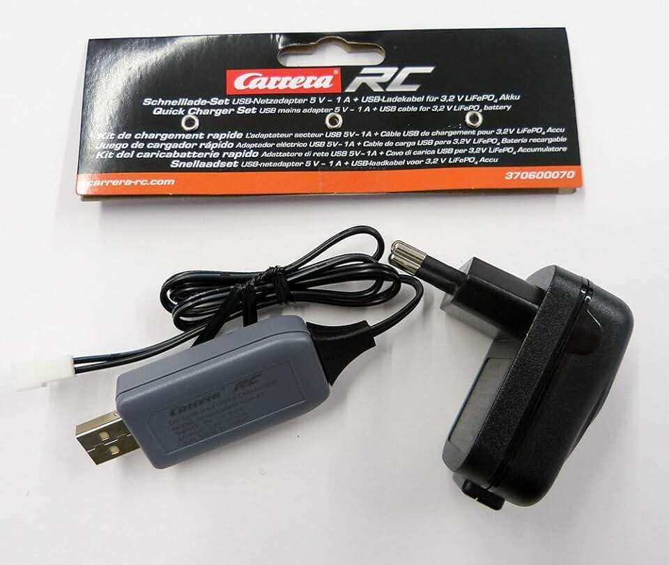 Carrera Quick Charger Set - 5V 1A USB Charger GS+ USB Cable for 3,2V LifePo4 Battery