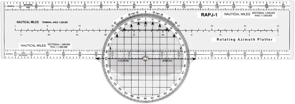 Aviation Plotter Aviation Slide Rule with 8 Functions for Pilot Student Accessories Rotating Azimuth Plotter, WAC Charts, Air Navigation Plotter for Navigational Usage