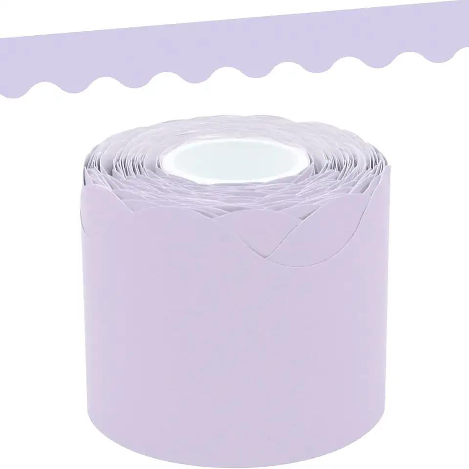 Teacher Created Resources Lavender Scalloped Rolled Border Trim - 50ft - Decorate Bulletin Boards, Walls, Desks, Windows, Doors, Lockers, Schools, Classrooms, Homeschool & Offices