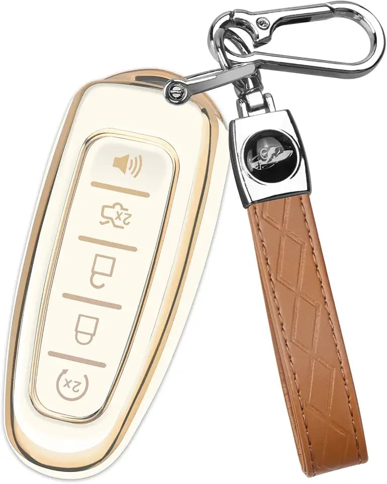 QBUC for Ford TPU Protective Smart Remote Key Fob Cover 5-Button (G-White)