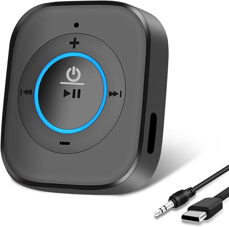 IDIGMALL 2023 Latest Bluetooth 5.3 Audio Receiver for Speaker, Wireless 3.5mm Aux Hi-Fi Music Adapter w/Noise Cancelling Mic