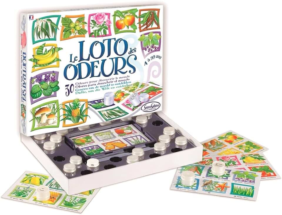 Sentosphère 3900013 Duftlotto, interaktives Sinnesspiel, 30 Düfte erkennen, Geruchsspiel, Duftspiel, Sensorisches Spiel für Erwachsene und Kinder ab 4 Jahren