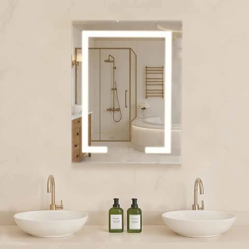 VEVOR Lighted Medicine Cabinet with Mirror, 20 x 26 in Recessed or Wall Mount, 3 Color Dimmable LED Bathroom Medicine Cabinet with Double-Side Mirror, Adjustable Shelves, Memory Anti-Fog Function