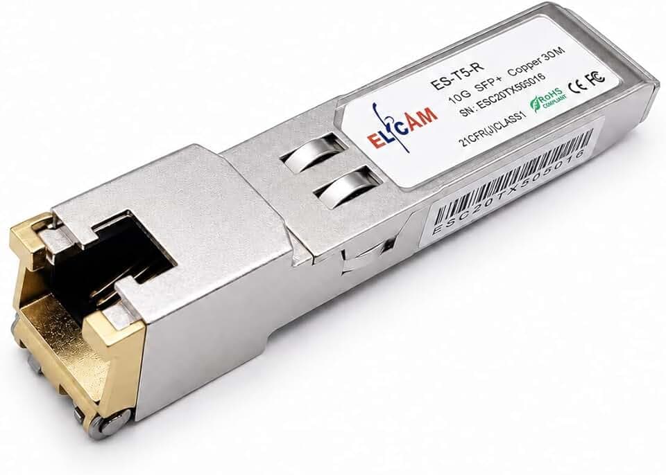 Elfcam - 10Gb SFP+ auf RJ45 Transceiver-Modul 30m, 10Gbase-T RJ45 Anschluss 30 Meter, Kompatibel für Cisco SFP-10G-T-S und Open Switch