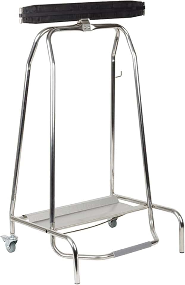 APS Tret-Beutelhalter, handkontaktloser Mülleimer mit Trittmechanismus, Trittmülleimer mit 2 Lenkrollen, geeignet für Müllbeutel bis 120 Liter, BxTxH: 59 x 43 x 96 cm, Edelstahl
