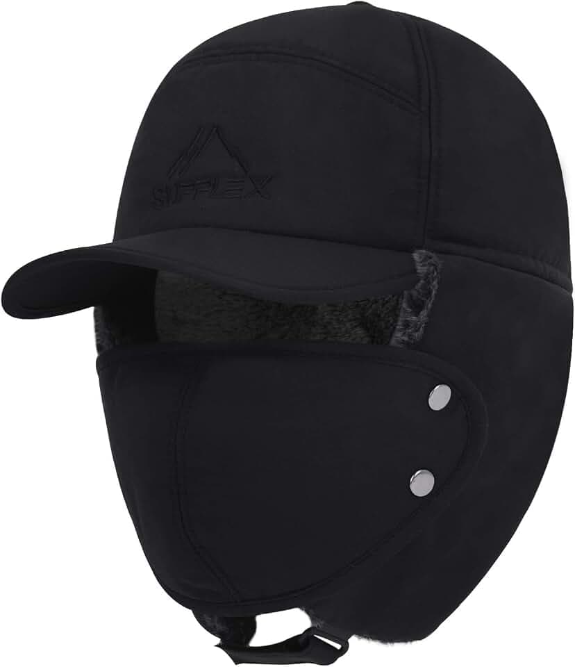 YJZQ Herren Fliegermütze Warme Fellmütze Wintermütze mit Ohrenklappen Baumwolle Trappermütze Outdoor Winddicht Pilotenmütze hält warm beim Skifahren Schlittschuhlaufen
