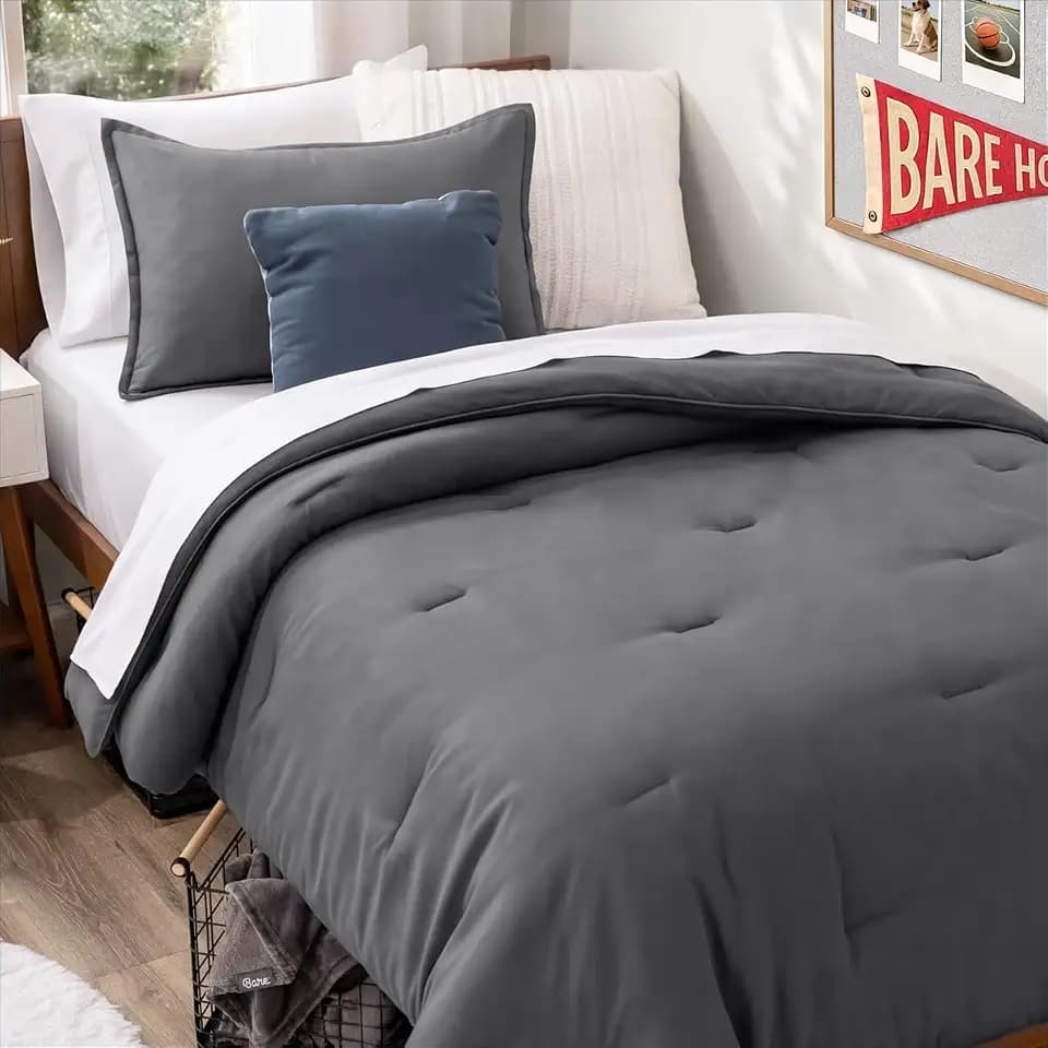 Bare Home Comforter Set - Twin/Twin Extra Long - Ultra-Soft - Goose Down Alternative - Premium 1800 Series - All Season Warmth Comforter (Twin/Twin XL, Grey)