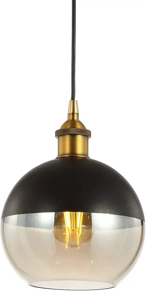 JONATHAN Y Nixon 1-Light 7.5" Globe Pendant, Brass Gold/Black