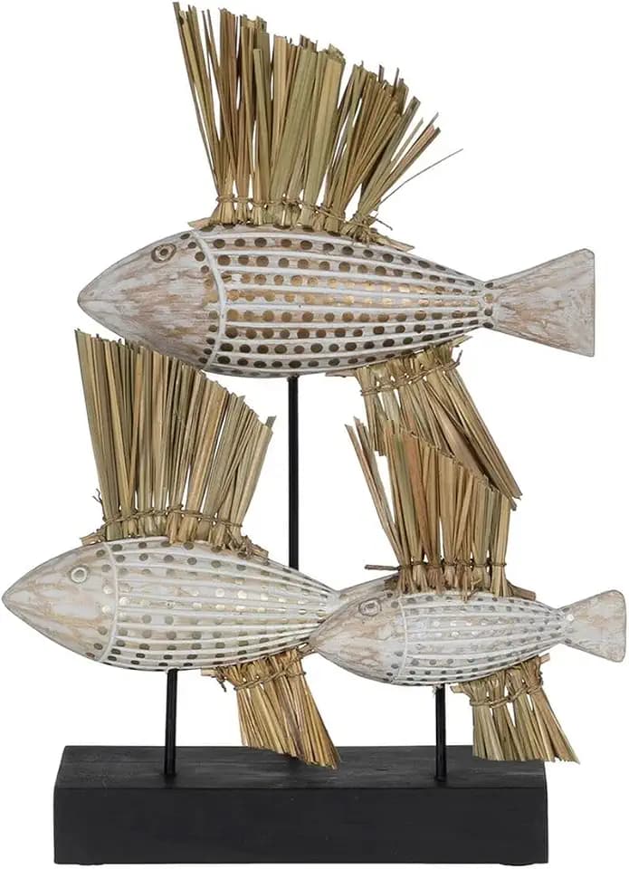 BigBuy Home Dekofigur Weiß Braun Natur Fische 30 x 10 x 40 cm