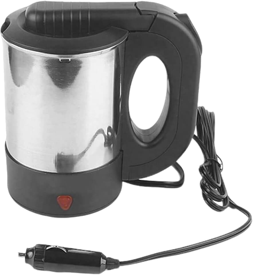 500ml LKW Wasserkocher Edelstahl, 24V Reisewasserkocher Zigarettenanzünder Wasserkocher, Auto Camping Reise Wasserkocher Schnelles Aufheizen LKW Kettle