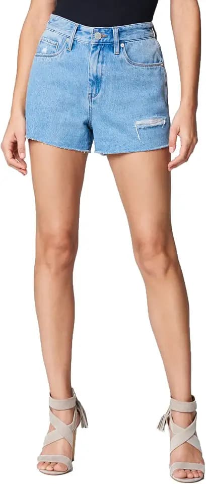 [BLANKNYC] Women's Luxury Clothing High Rise Five Pockets Denim Shorts with Small Rips, Comfortable & Stylish