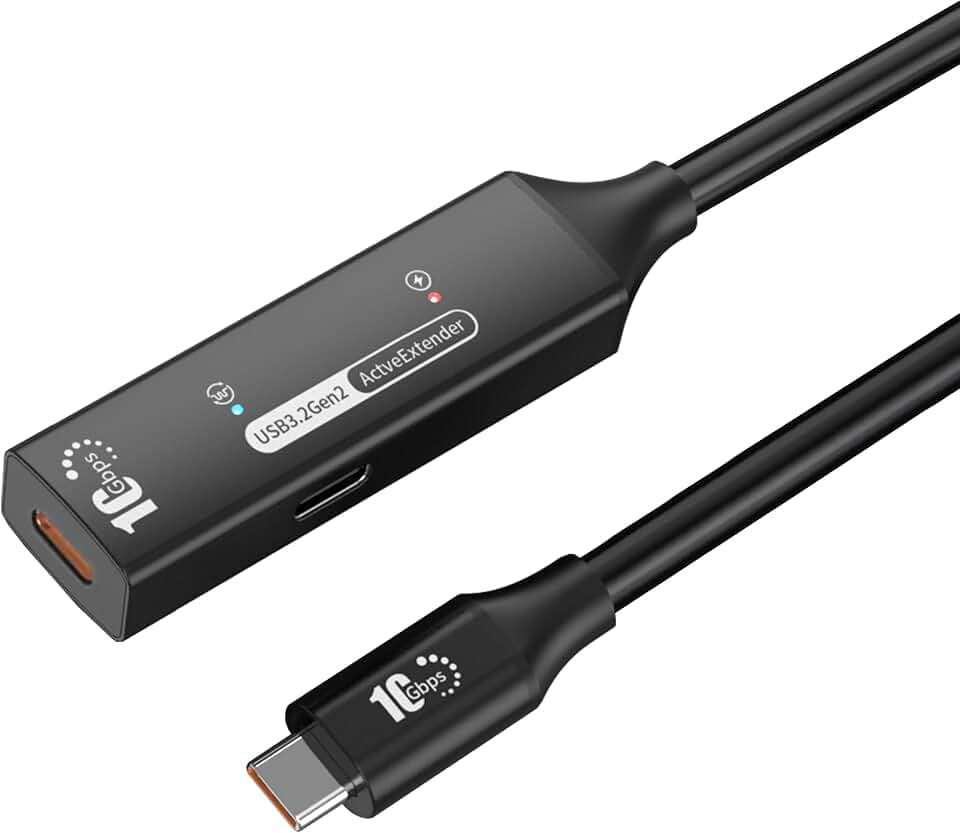 PREMIUMCORD Aktives USB-C Verlängerungskabel mit Repeater 7m, Typ-C Buchse auf Stecker, USB 3.2 Gen 2 SuperSpeed+ 10Gbit/s, 2x Geschirmt, Aluminiumgehäuse, Farbe Schwarz, Länge 7m
