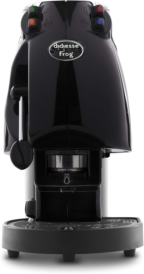Didiesse Frog Revolution Kaffeemaschine für Kaffeepads – Schwarz glänzend für Espresso zu Hause und im Büro, niedliches und farbenfrohes Design, für alle Räume, geringer Verbrauch 650 W (schwarz