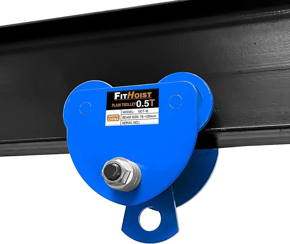 Manually Trolley 1/2 Ton | 1100LBS Capacity Steel Push Beam Trolley | Adjustable for I-Beam Flange Width 3" to 5" | Plain Trolley Crane with Four Sturdy Wheels