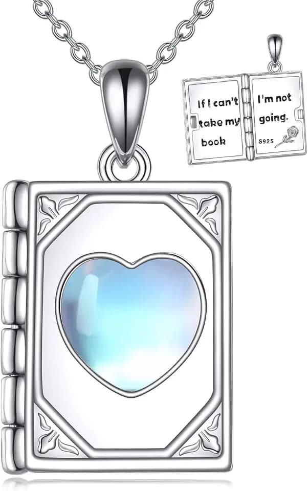 Book Pendant Necklace Charm Sterling Silver Graduation Book Lovers Jewelry Gift for Her