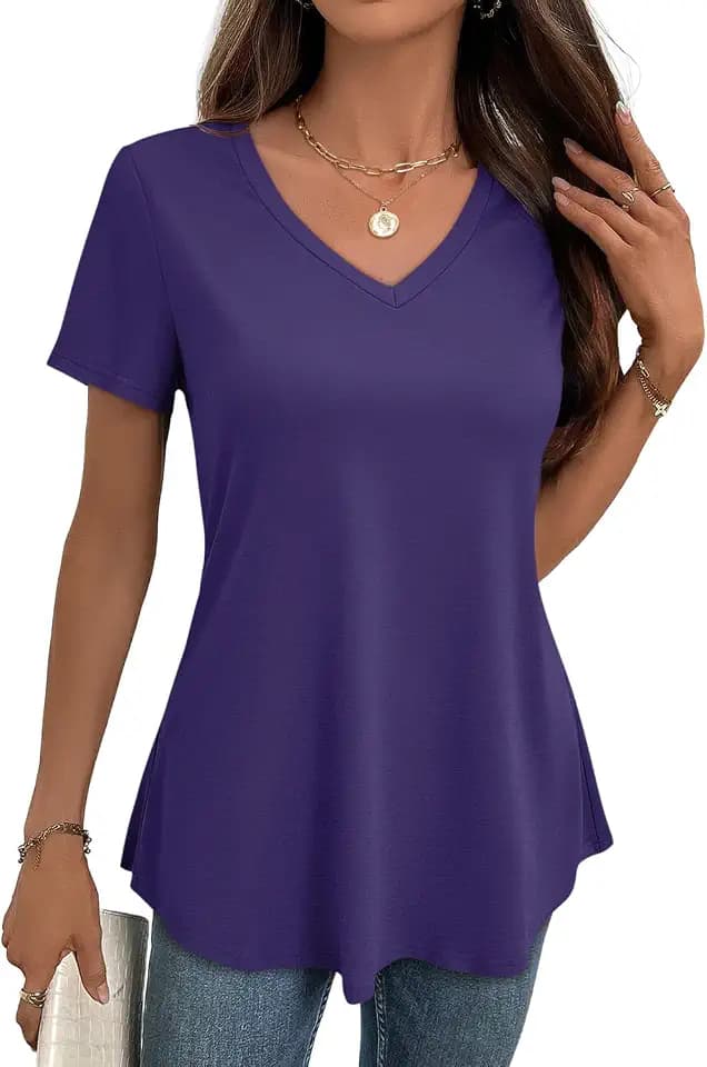 JUSTFASHIONNOW Women's Dressy V Neck Tunic Tops for Leggings