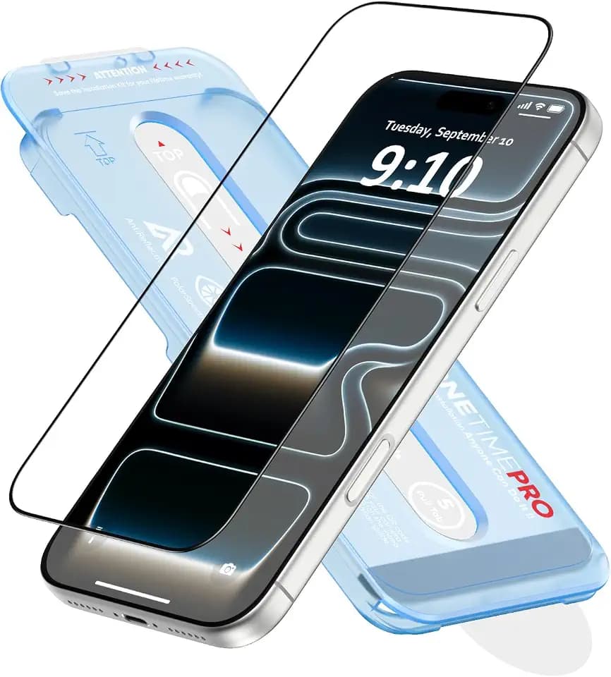 FLOLAB NanoArmour ONETIME PRO for iPhone 17 Pro Screen Protector, Anti-Reflective, PolarSpectra Anti-Rainbow, 3D Tempered Glass, Edge Reinforced, Easy Install, Smooth