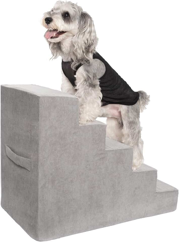 MEWANG Dog Stairs for Small Dogs & Cats, 5-Step Foam Pet Steps 22.8" H