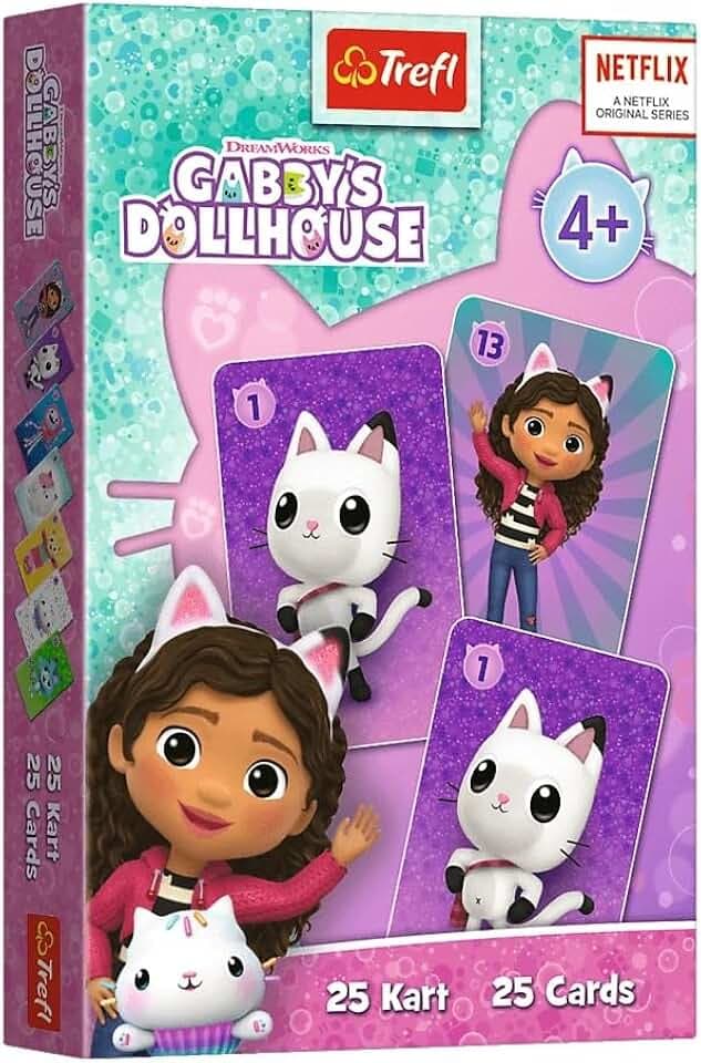 Trefl - Karten Petrus, Gabby's Dollhouse - Beliebtes Kartenspiel für Kinder, Paar, Einfache Regeln, Dynamisches Spiel, Beliebtes Spiel für Kinder ab 4 Jahren