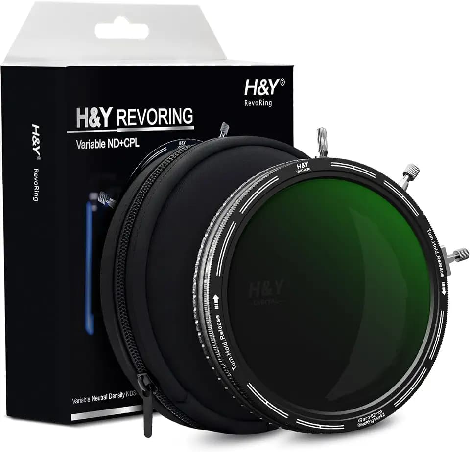 H&Y RevoRing Mark II Adjustable 67-82mm Variable ND3-1000 & CPL Lens Filter | Adaptive-Size 67-82mm Variable ND3-1000 & CPL 3-in-1 Lens Filter for 67/72/77/82mm Lenses, Wide-Angle German Optics