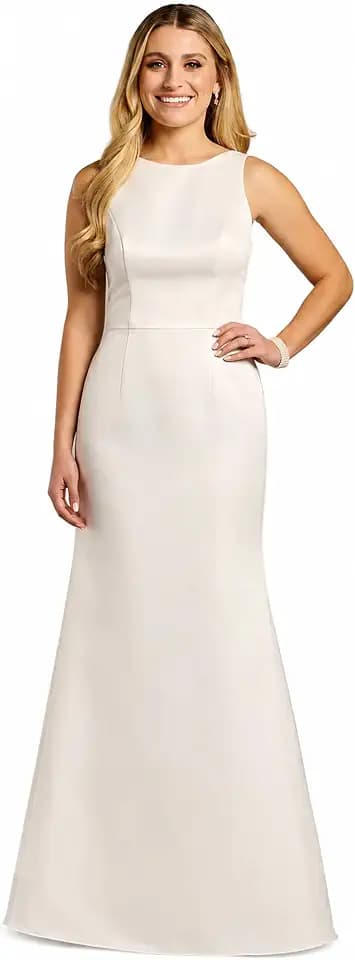 David's Bridal The Edit High Neck Satin Bow Back Mermaid Wedding Dress