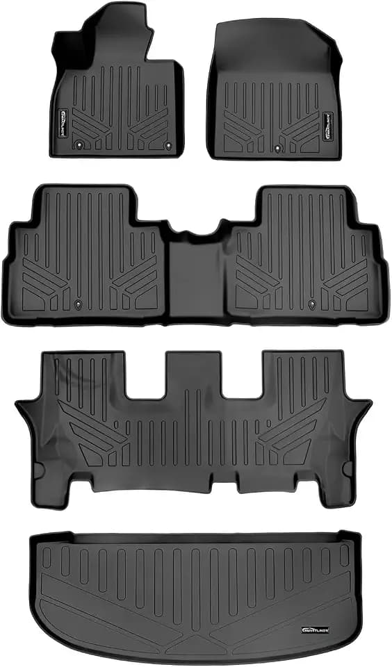 SMARTLINER All Weather Custom Fit 3 Row & Cargo Liner Behind The 3rd Row Floor Mat Liner Set Compatible with 2020-2025 Kia Telluride