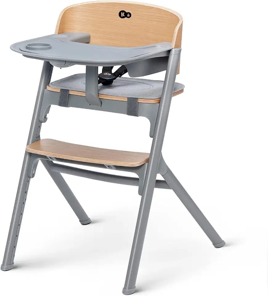 Kinderkraft LIVY Kinderhochstuhl von 6 Monate bis 110 kg, Stuhl für die ganze Familie, Ergonomische Rückenlehne, Minimalistisches niederländisches Design, Natur