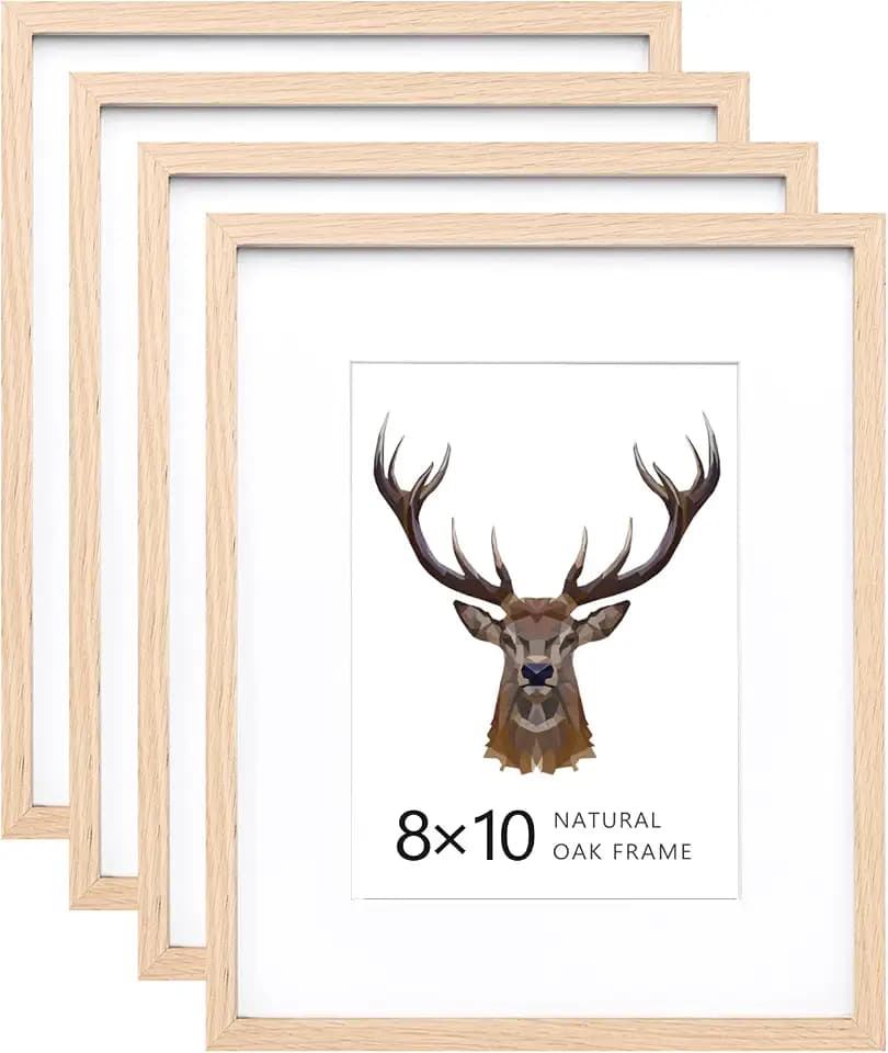 KINLINK 8x10 Picture Frames Natural Oak Wood Frames Set of 4
