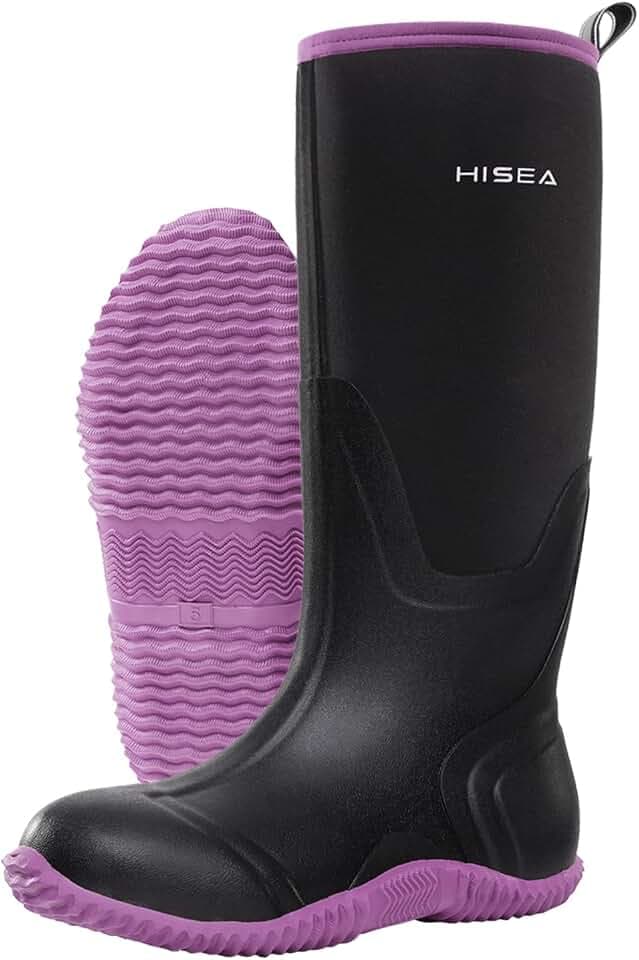 HISEA Women's Rain Boots Waterproof Insulated Neoprene Rubber Mud Boots