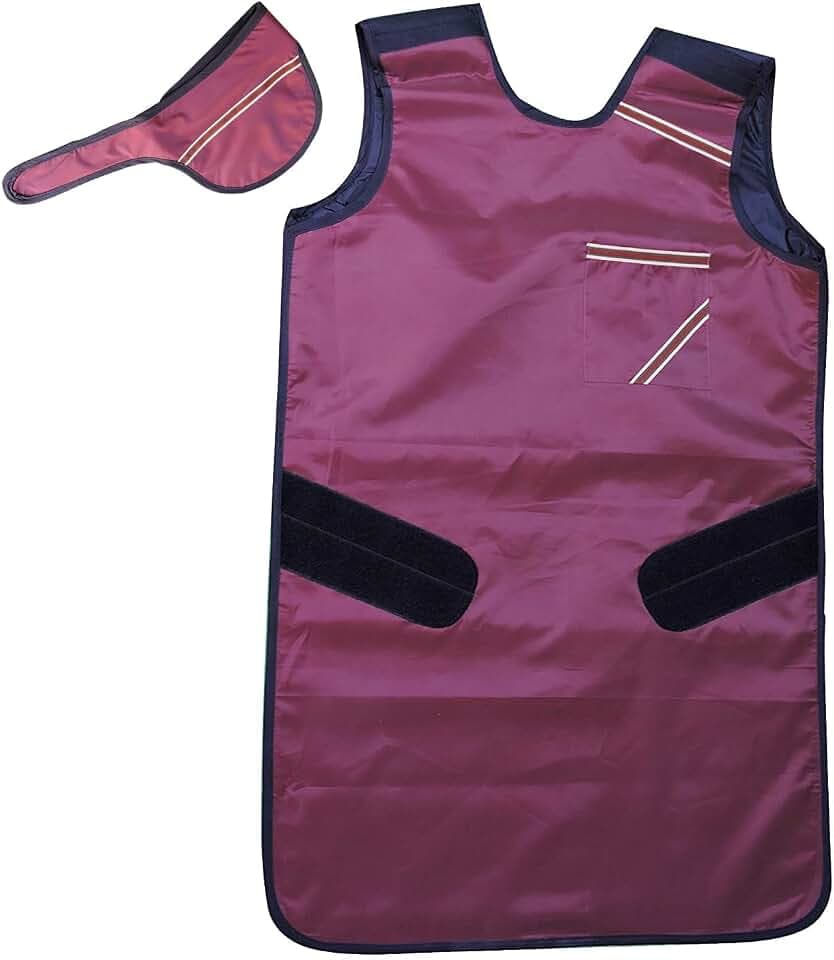 Leinenschürze mit Schilddrüsenschutz (Schilddrüsenhalsband) für Arbeiten mit Röntgenmaschine, Leinenschürze mit Schilddrüsenschutz (Schilddrüsenhalsband) und robustem Aufhänger, Kastanienbraun