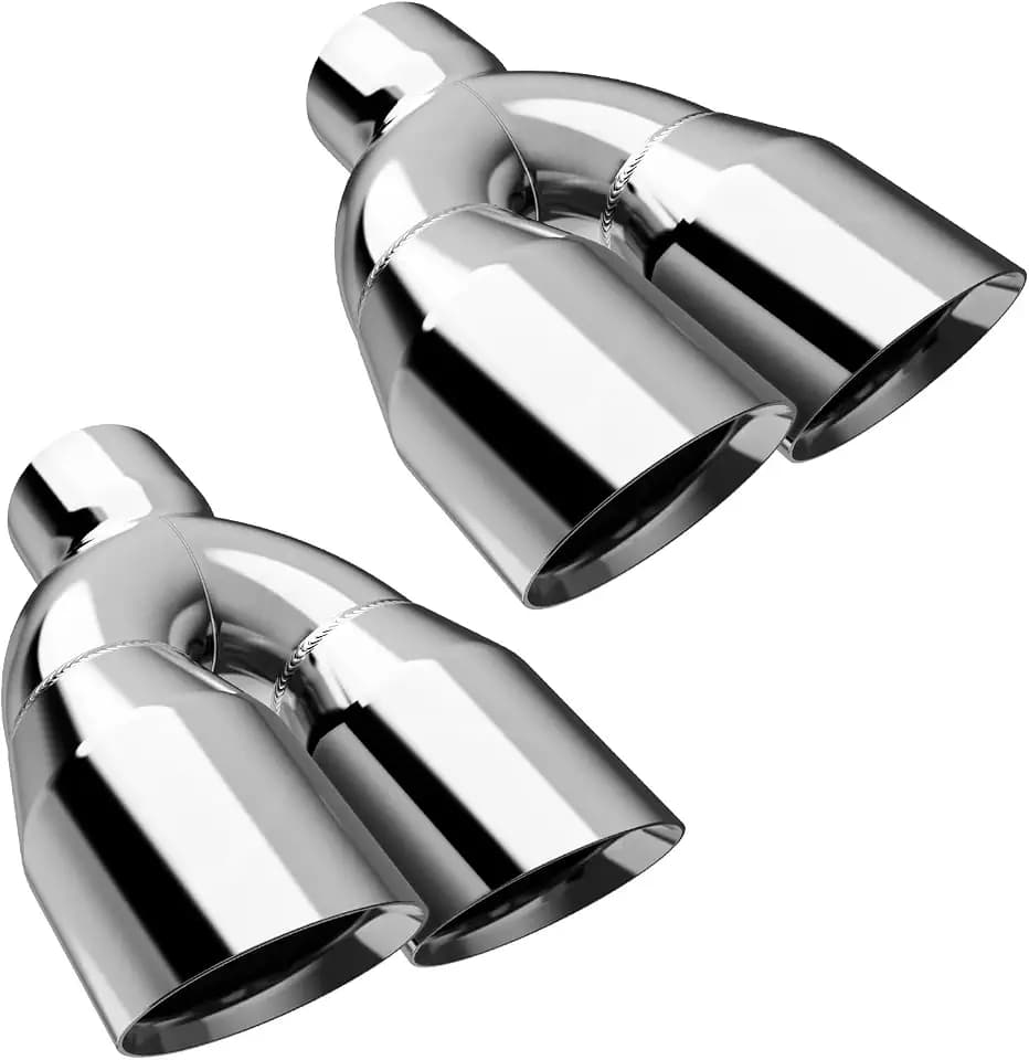 LCGP Dual Exhaust Tip 2.5 inch Inlet 3.5 inch Outlet Universal Car Stainless Steel Angle Cut 2-Packs Tailpipe(left and right)