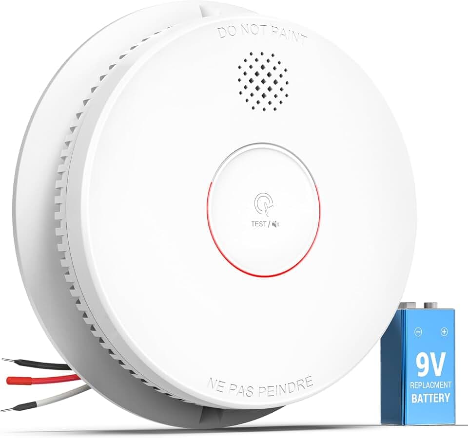 SITERWELL Smoke Detector Photoelectric Smoke Alarm 9V Battery Backup
