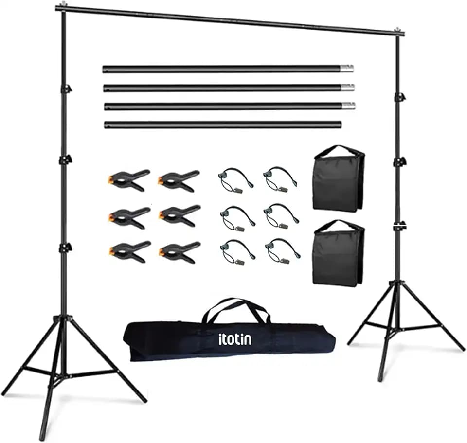 Photo Backdrop Stand for Photography 7ft x 10ft Background Stands for Photoshoot Support Kit with Carry Bag for Photo Studio Parties Events Decoration