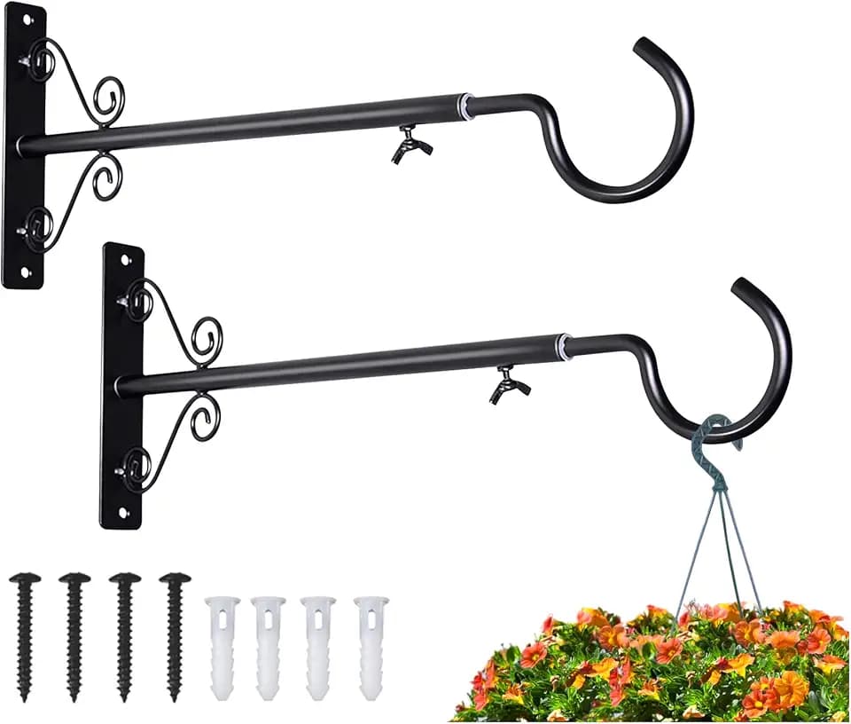 BOLITE Bird Feeder Hanger 16-24", Adjustable Hanging Plant Brackets, Black