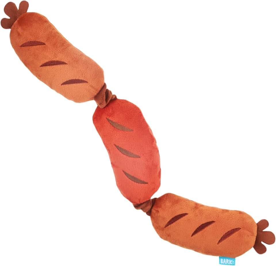 Barkbox BARK Lickin' Links Sausage Chain Plush Dog Toy, Brown