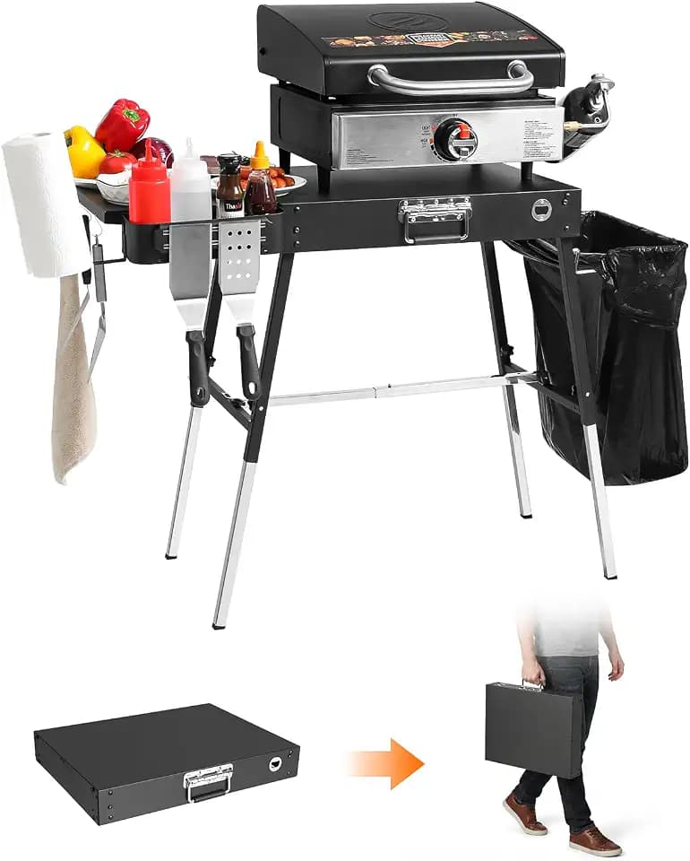 Outdoor Folding Grill Table, Adjustable Blackstone Griddle Stand